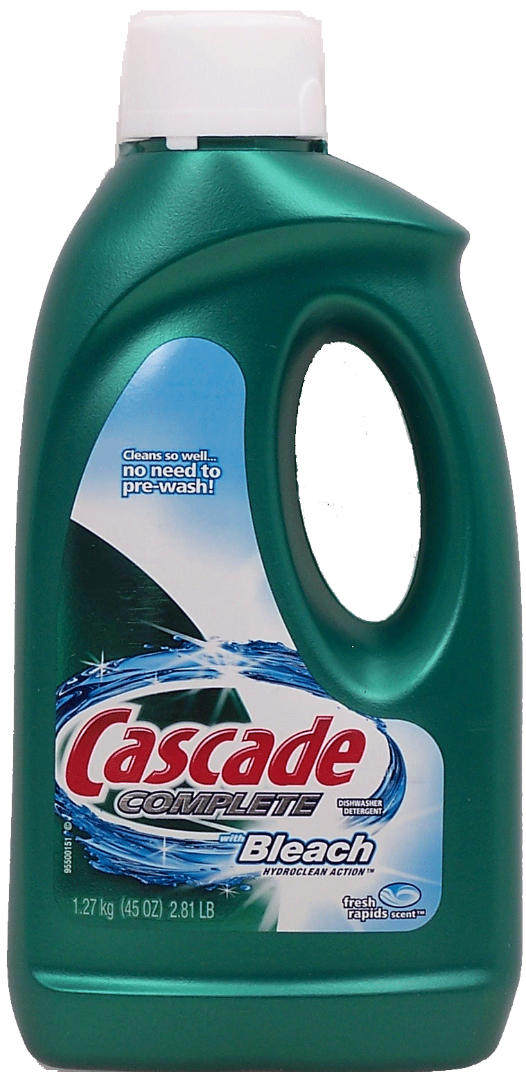 Cascade&nbsp;Complete&nbsp;dishwasher detergent with bleach hydroclean action, fresh rapids scent Full-Size Picture